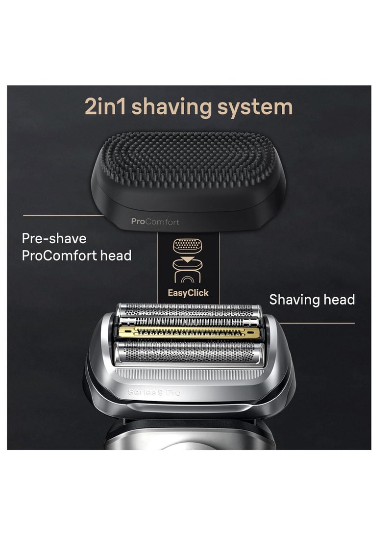 براون سلسلة 9 PRO+ ماكينة حلاقة كهربائية، رأس ProComfort، مركز SmartCare 6 في 1، 9597cc فضي - Image 3