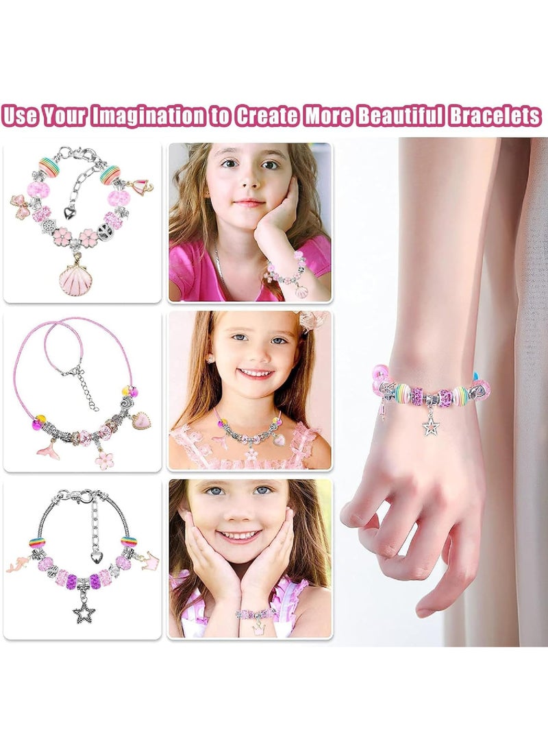 Rock Pow Bracelet Making Kit for Girls, 68PC Charm Bracelet Kit with Jewelry Box, Gift Bag, and Charms, DIY Craft Jewelry Gift for Kids and Adults, Perfect Present for 6-12 Year Old Girls (Pink) - Image 3