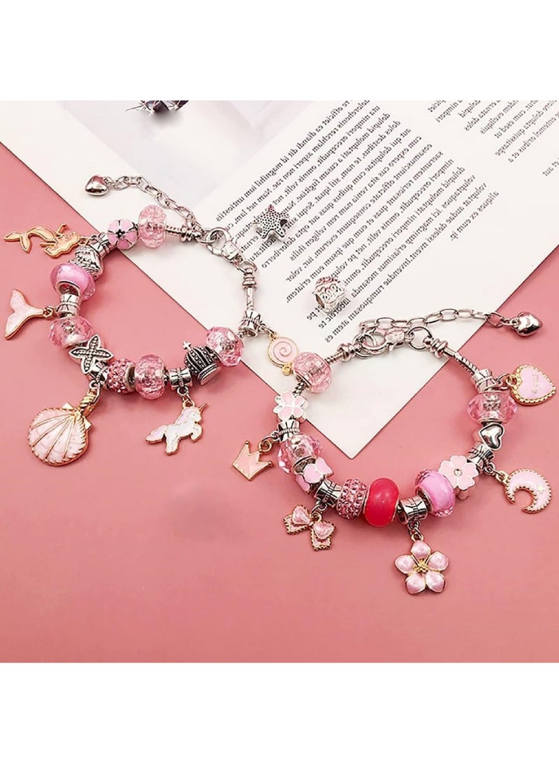 Rock Pow Bracelet Making Kit for Girls, 68PC Charm Bracelet Kit with Jewelry Box, Gift Bag, and Charms, DIY Craft Jewelry Gift for Kids and Adults, Perfect Present for 6-12 Year Old Girls (Pink) - Image 5
