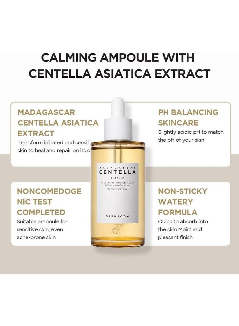 سكين 1004 - Madagascar Centella Ampoule 100ml - Soothing and Hydrating Ampoule with Centella Asiatica Extract - Calming Serum for Sensitive Skin - Lightweight and Fast-Absorbing Formula 100mlml - Image 1