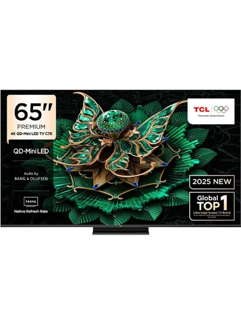 65 Inch Smart TV 4K QLED, Google TV, HDR 2600 nits CrystlGlow HVA Panel, 144Hz, Quantum Dot Technology, AiPQ Pro Processor, IMAX Enhanced Audio, Slim Design - (2025 Model) 65C7K Black