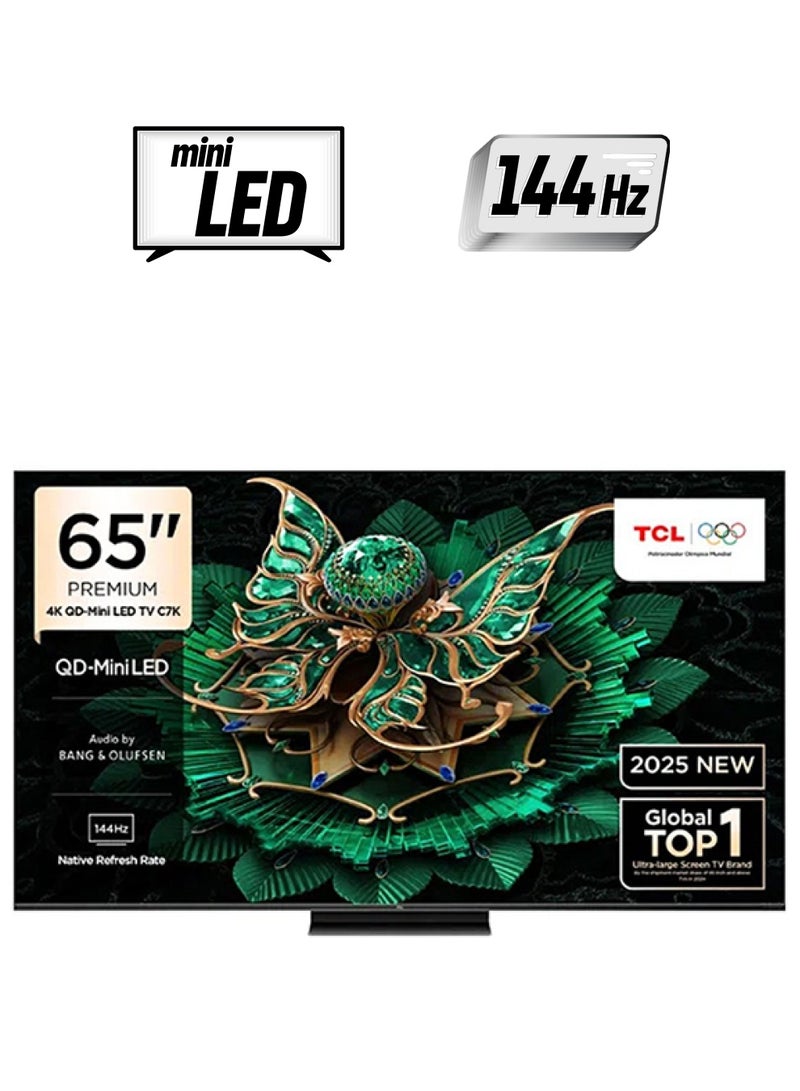 تي سي إل تلفاز ذكي 65 بوصة 4K QLED، تلفاز جوجل، HDR 2600 نيت، لوحة CrystlGlow HVA، 144 هرتز، تقنية النقاط الكمومية، معالج AiPQ Pro، صوت معزز IMAX، تصميم نحيف - (طراز 2025) - Image 1
