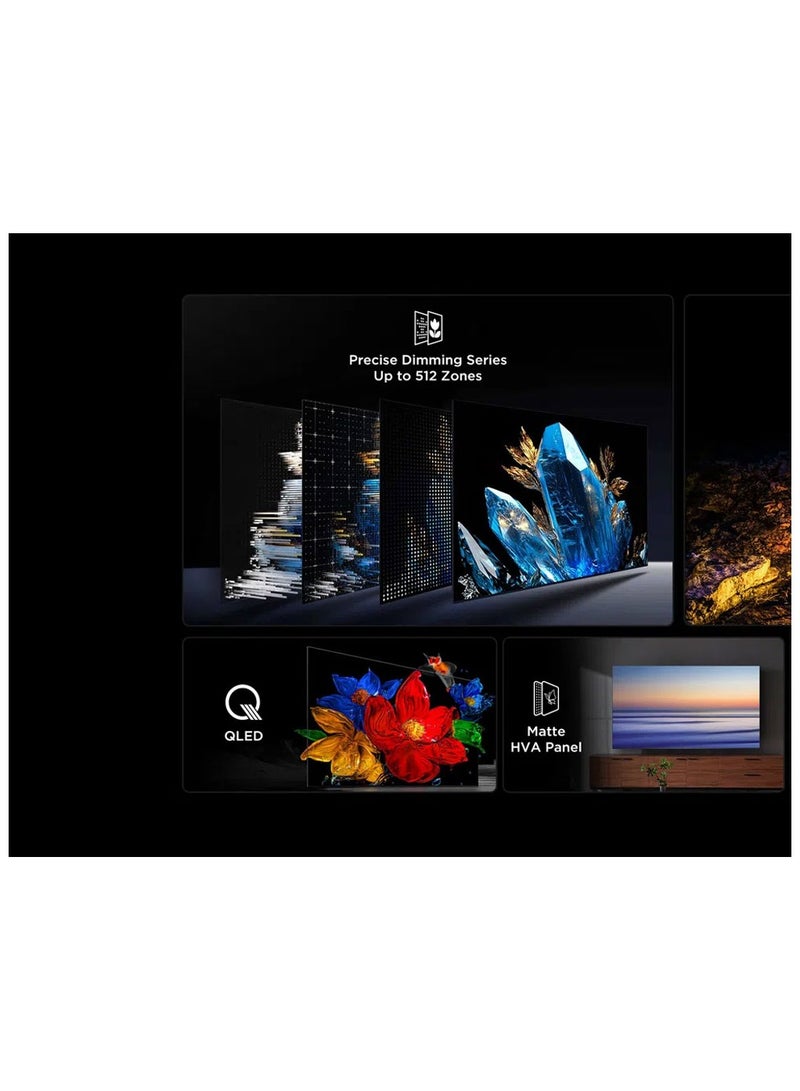 TCL 55 Inch QLED-MiniLED TV Smart Google TV, 4K Resolution, Dolby Vision Atmos, 144Hz, ONKYO 2.1 Hi-Fi System, Dolby Vision HDR, Ultra Slim Design – 55C6K (2025 Model) 55C6K Black - Image 3