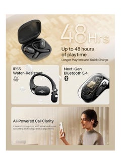SHOKZ OpenFit 2 Open-Ear Headphones, True Wireless Bluetooth Earphones with Microphone, Earhook Earbuds with 48 Hours of Playtime, USB-C Fast Charging, IP55 Water-Resistant, with Carrying bag black  - Image 5