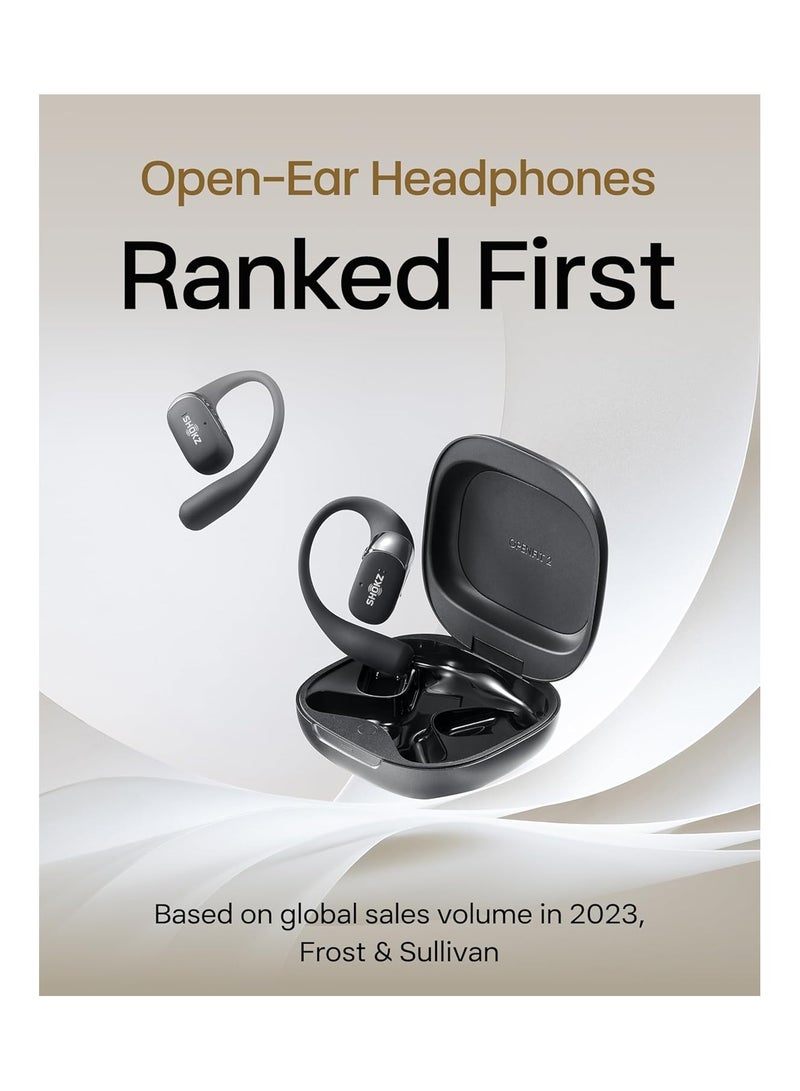 شوكز سماعات أوبن فيت 2 مفتوحة الأذن، سماعات أذن لاسلكية حقيقية بتقنية البلوتوث مع ميكروفون، سماعات أذن مع خطاف للأذن مع 48 ساعة من وقت التشغيل، شحن سريع عبر USB-C، مقاومة للماء IP55، مع حقيبة حمل - Image 2