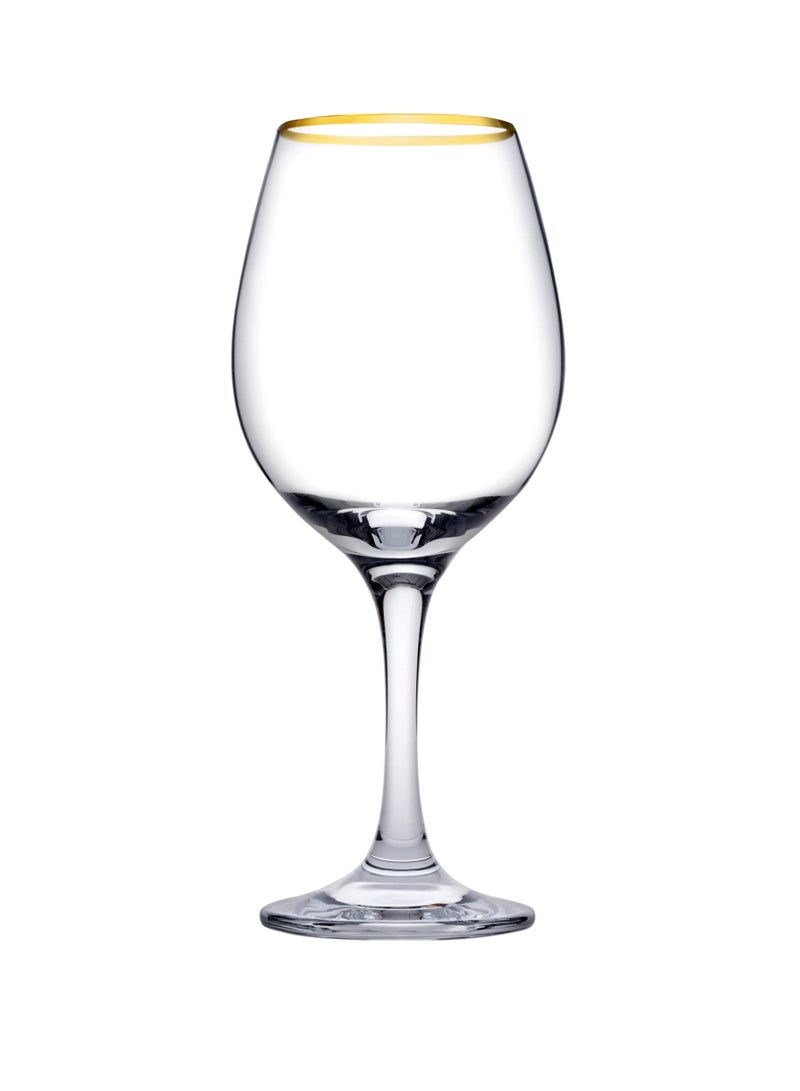 Pasabahce AMBER Golden Touch Stemware Set – 365ml, 6-Piece | Luxurious Wine & Champagne Glasses with Gold Accent