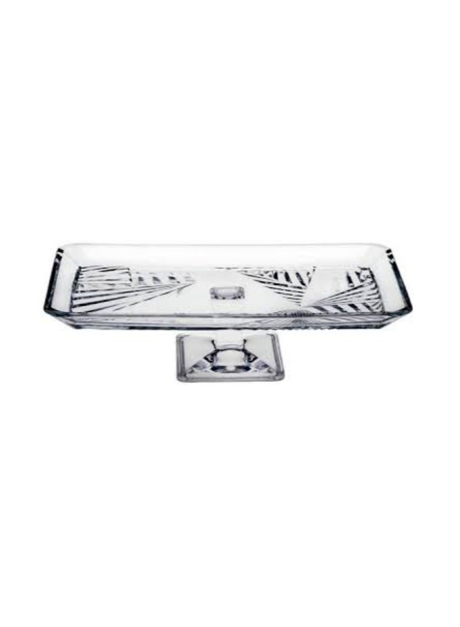 باساباتشي MADLEN Crystalline Footed Service Plate – 87x276mm | Elegant Rectangular Dessert & Appetizer Tray 
