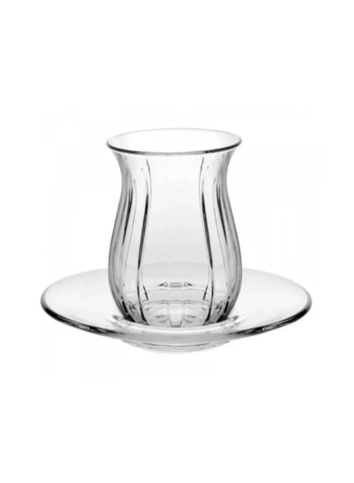 باساباتشي LINKA Glass Tea Set – 12-Piece | 145cc Tea Glasses with Saucers (Gift Boxed)  - Image 1