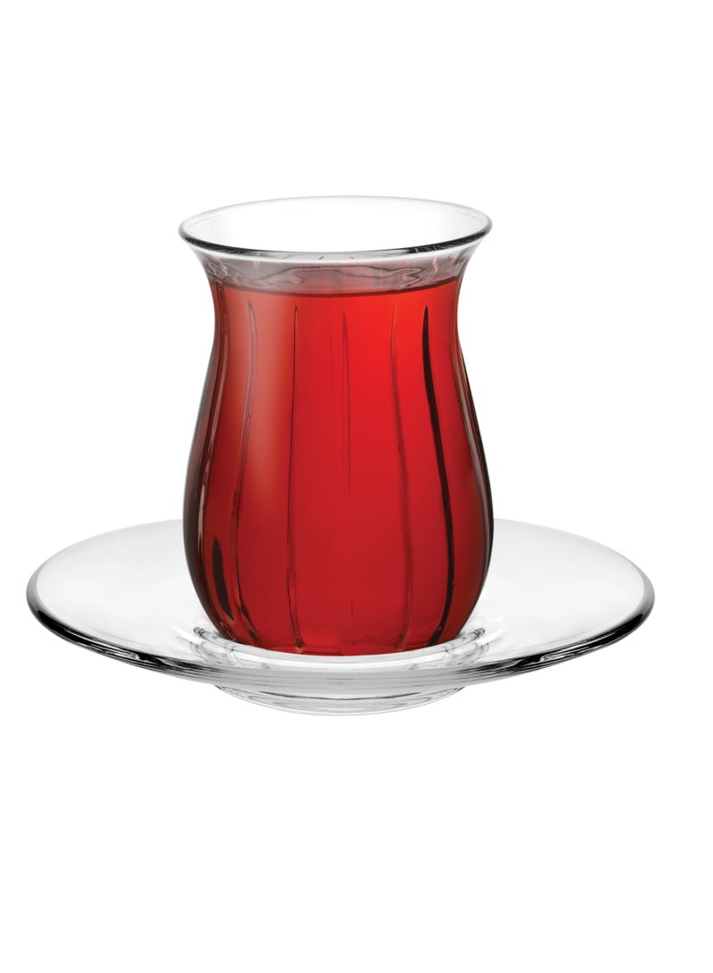باساباتشي LINKA Glass Tea Set – 12-Piece | 145cc Tea Glasses with Saucers (Gift Boxed)  - Image 2