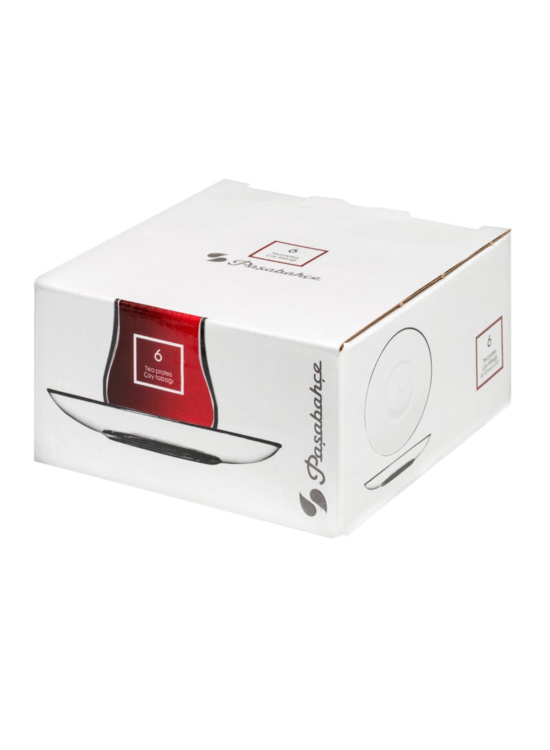 باساباتشي طقم أطباق الشاي - 120 مم - طقم أطباق زجاجية أنيقة مكونة من 6 قطع - Image 2