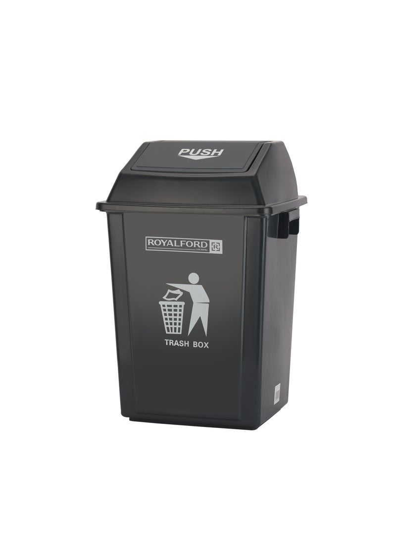 Royalford 40L Flip Top Waste Bins RF12399 Large Waste Bins With Swing Lid Durable Plastic Black  - Image 1