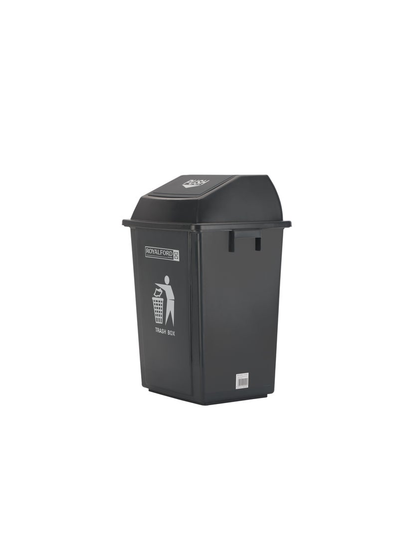 Royalford 40L Flip Top Waste Bins RF12399 Large Waste Bins With Swing Lid Durable Plastic Black  - Image 2