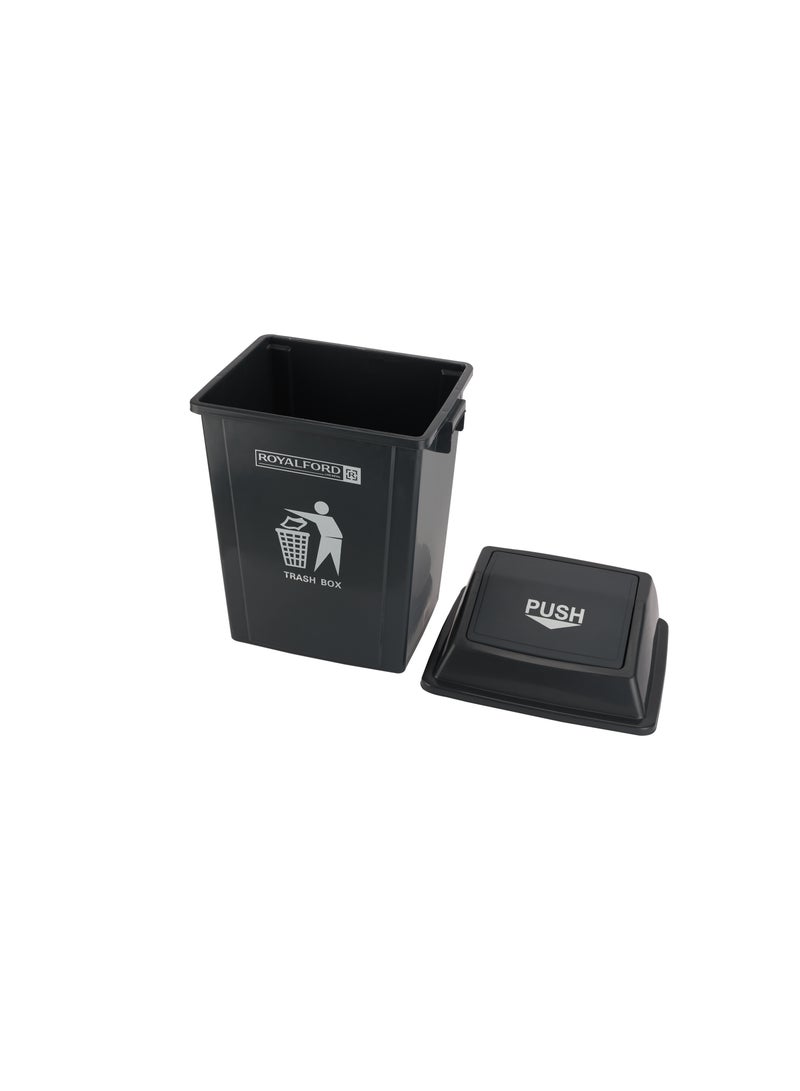 Royalford 40L Flip Top Waste Bins RF12399 Large Waste Bins With Swing Lid Durable Plastic Black  - Image 3