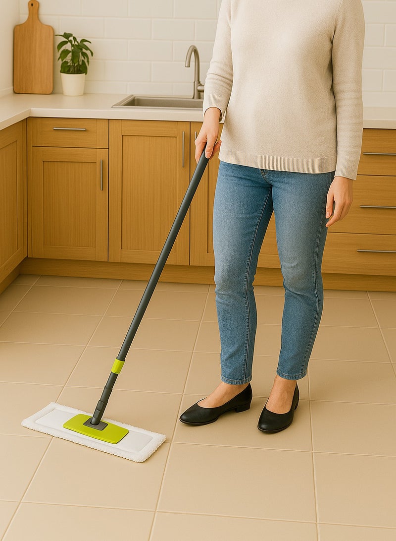 رويال فورد Royalford RoyalBright Professional Microfiber Mop RF12254GR Floor Cleaning System Flat Mop with Iron Handle Reusable Washable Mop Pads Wet and Dust Mopping for Hardwood Vinyl, Laminate, Tile Cleaning Multicolor  - Image 2