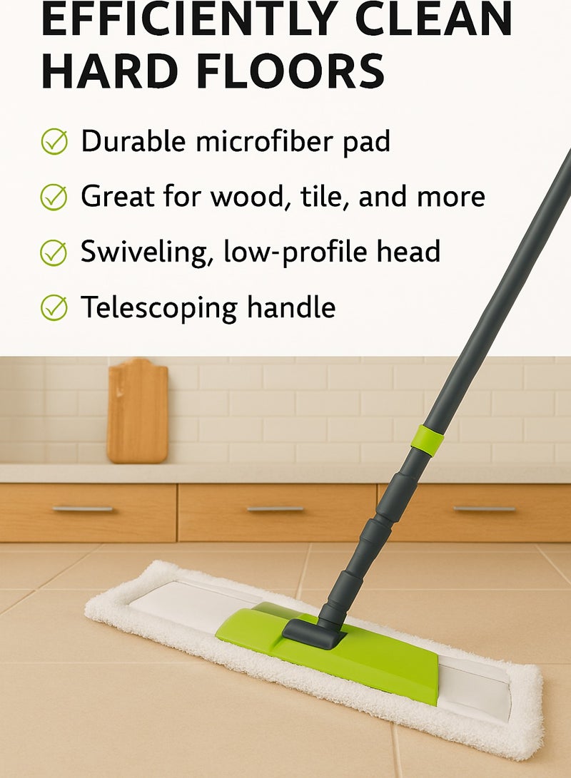رويال فورد Royalford RoyalBright Professional Microfiber Mop RF12254GR Floor Cleaning System Flat Mop with Iron Handle Reusable Washable Mop Pads Wet and Dust Mopping for Hardwood Vinyl, Laminate, Tile Cleaning Multicolor  - Image 4