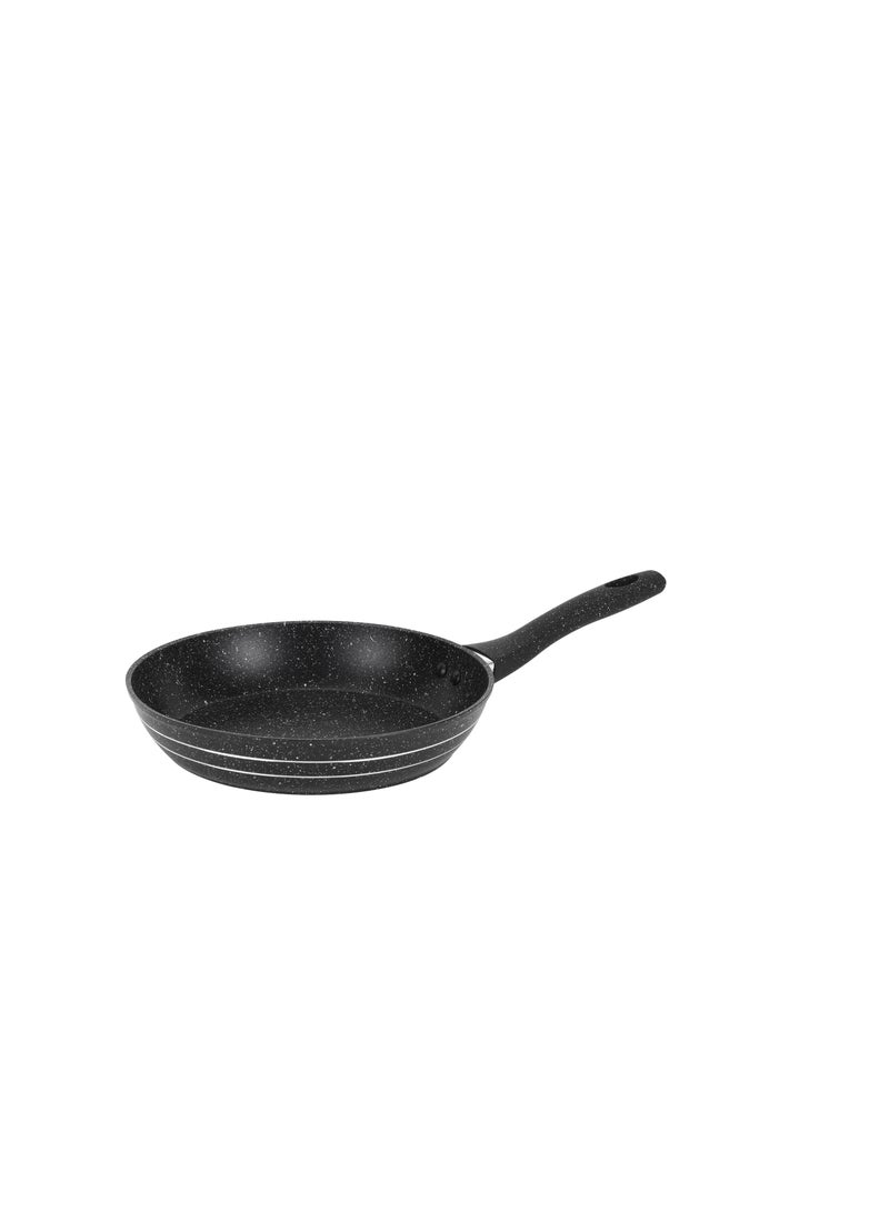 Royalford 24cm Smart Granite Series Frypan RF11870/ Strong Forged Aluminum Body with Non-Stick Coating and Heat Resistant Soft Touch Handle Induction Bottom, Compatible with Hot Plate, Halogen, Ceramic and Gas Stovetops Perfect for Frying, Sauting, Tempering Black Black - Image 1