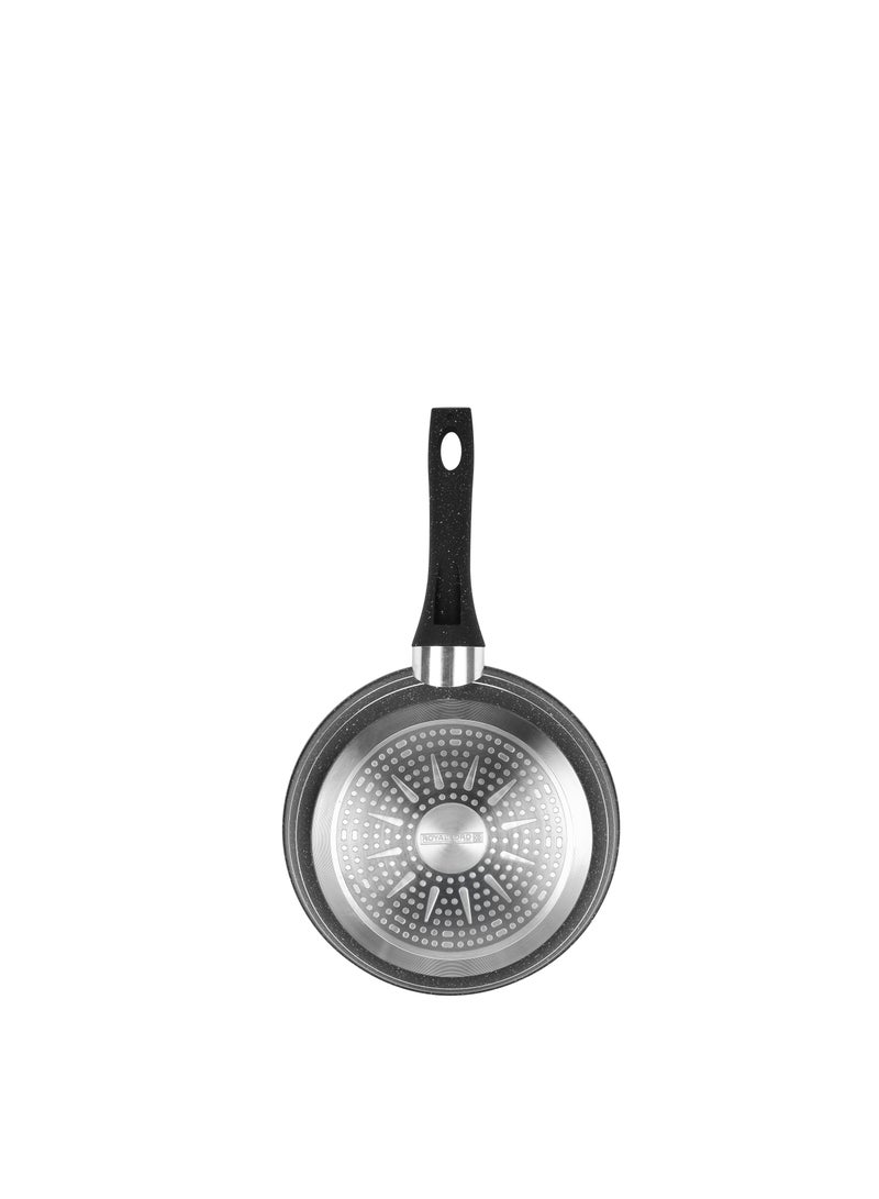 Royalford 24cm Smart Granite Series Frypan RF11870/ Strong Forged Aluminum Body with Non-Stick Coating and Heat Resistant Soft Touch Handle Induction Bottom, Compatible with Hot Plate, Halogen, Ceramic and Gas Stovetops Perfect for Frying, Sauting, Tempering Black Black - Image 3