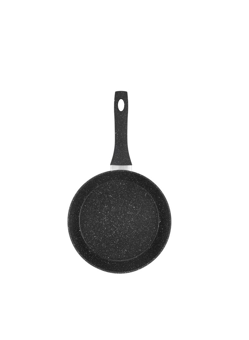 Royalford 24cm Smart Granite Series Frypan RF11870/ Strong Forged Aluminum Body with Non-Stick Coating and Heat Resistant Soft Touch Handle Induction Bottom, Compatible with Hot Plate, Halogen, Ceramic and Gas Stovetops Perfect for Frying, Sauting, Tempering Black Black - Image 2