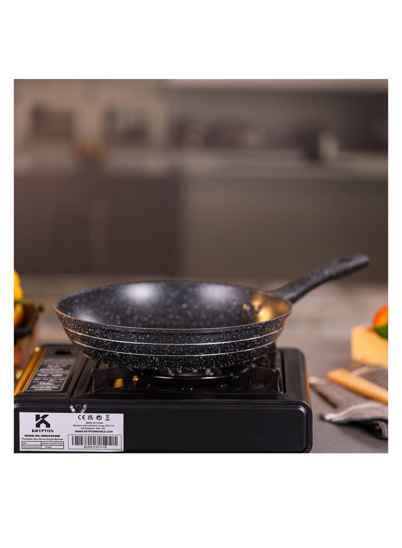 Royalford 24cm Smart Granite Series Frypan RF11870/ Strong Forged Aluminum Body with Non-Stick Coating and Heat Resistant Soft Touch Handle Induction Bottom, Compatible with Hot Plate, Halogen, Ceramic and Gas Stovetops Perfect for Frying, Sauting, Tempering Black Black - Image 5