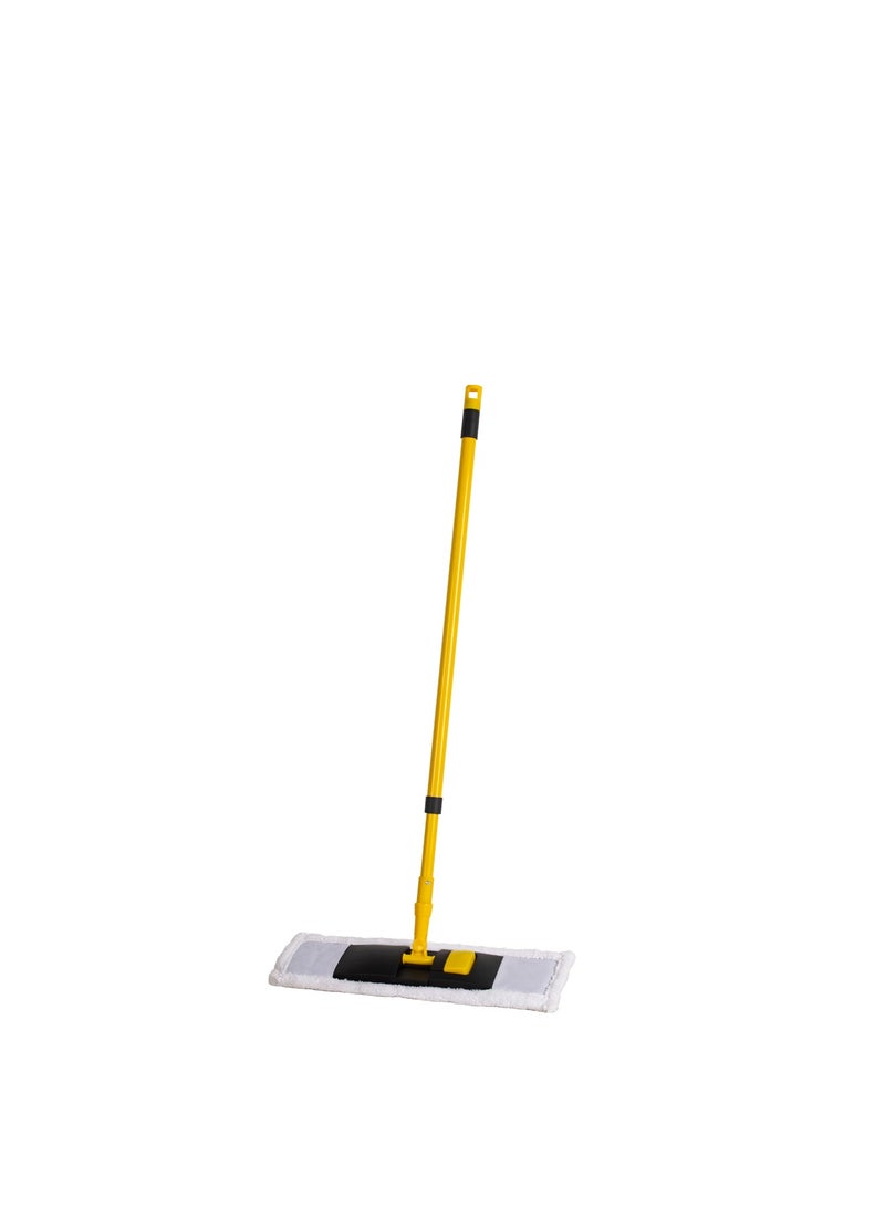 رويال فورد Royalford RoyalBright Microfiber Mops RF12254 Micro & Cotton Flat Mops Trapezoid Shaped Extendable Telescopic Iron handle 10X High Absorbency Wide Base No Scratches Multicolour 