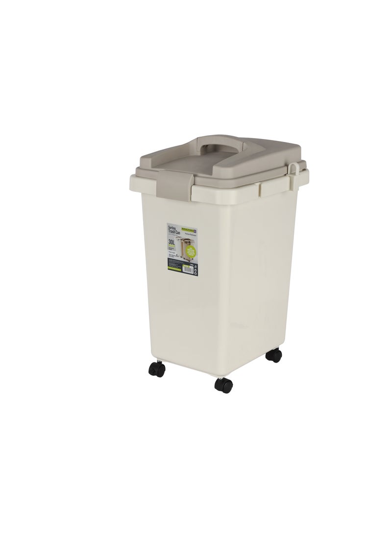 رويال فورد سلال نفايات 30 لتر فرز RF12250 بلاستيك قوي مع مقابض مريحة غطاء يفتح بالضغط عجلات دوارة 360° مع فرامل ومشابك متشابكة - Image 1