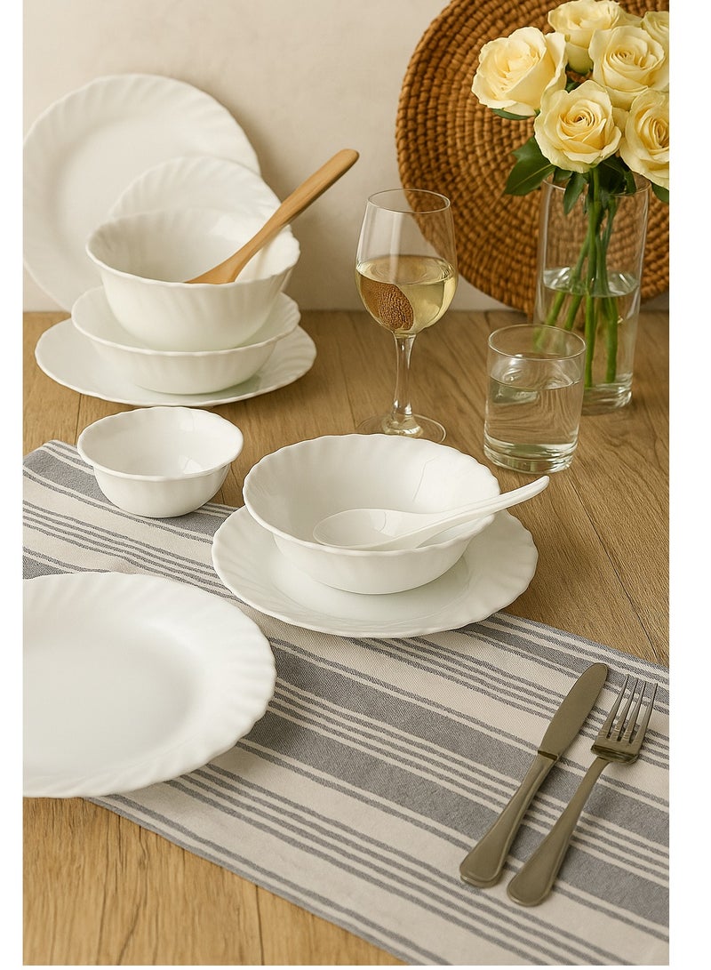 رويال فورد Royalford Opalware Dining Collection RF12658 Exquisite Floral Design 40-Piece Dinner Set Mixing Bowl Plates Oval Dinner Plates Pearl White  - Image 2
