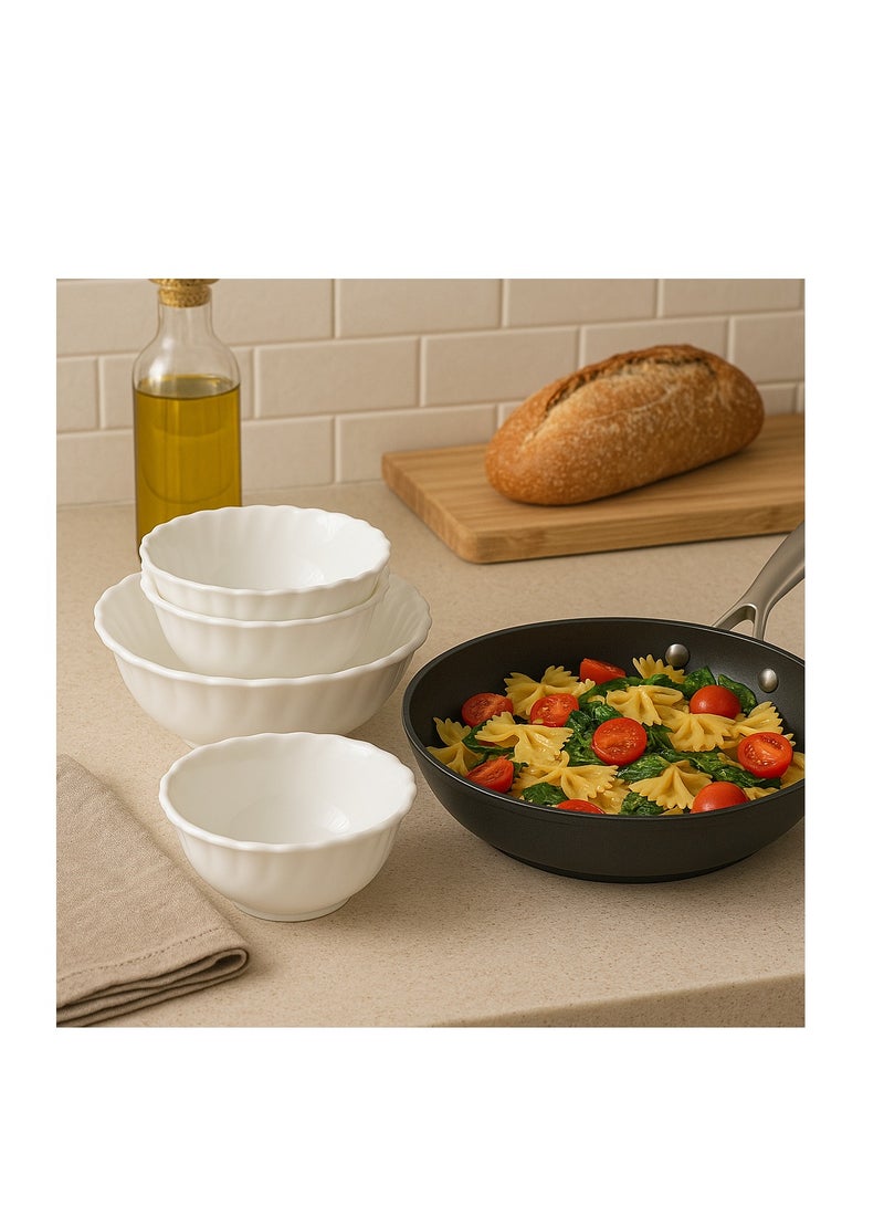 رويال فورد Royalford Opalware Dining Collection RF12658 Exquisite Floral Design 40-Piece Dinner Set Mixing Bowl Plates Oval Dinner Plates Pearl White  - Image 4
