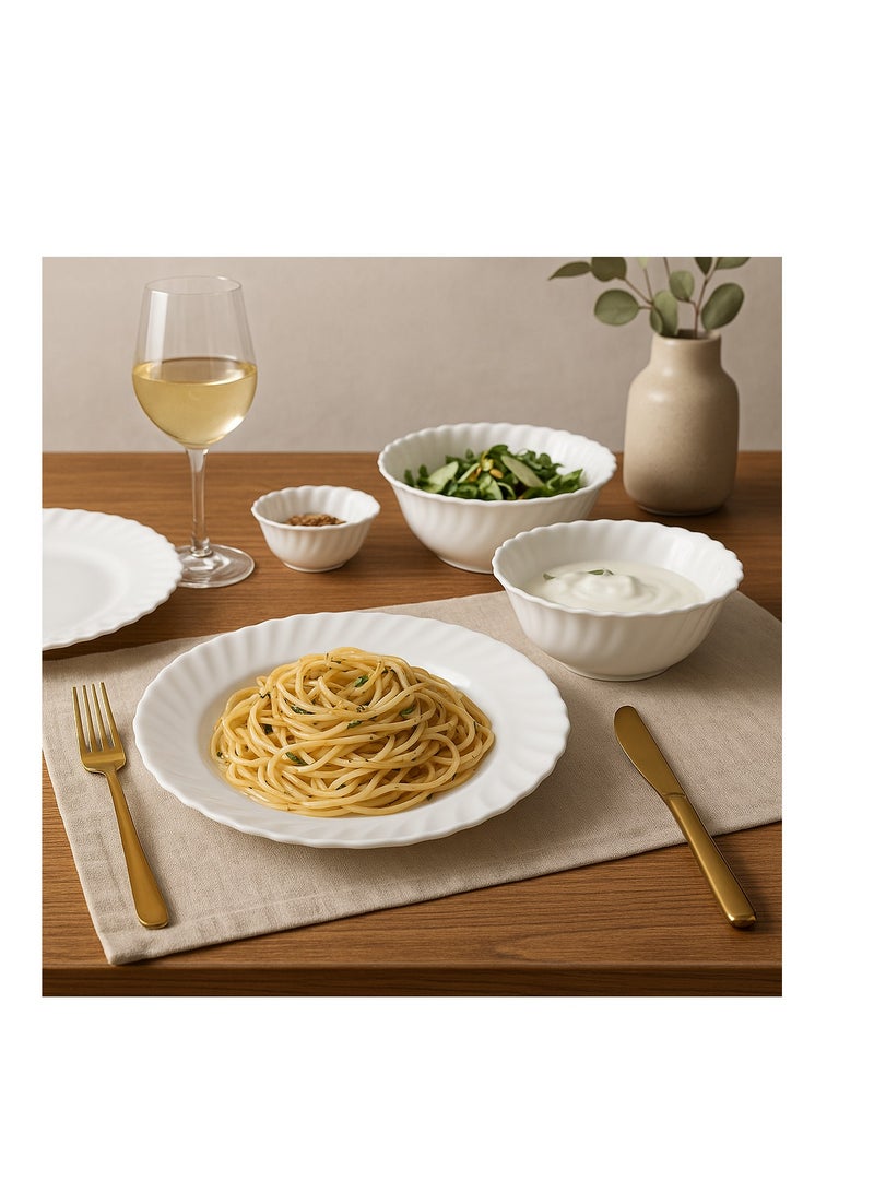 رويال فورد Royalford Opalware Dining Collection RF12658 Exquisite Floral Design 40-Piece Dinner Set Mixing Bowl Plates Oval Dinner Plates Pearl White  - Image 3