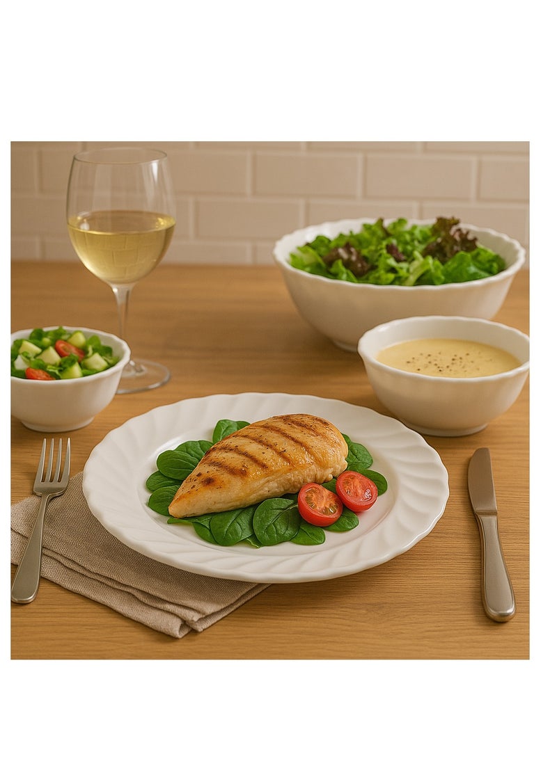رويال فورد Royalford Opalware Dining Collection RF12658 Exquisite Floral Design 40-Piece Dinner Set Mixing Bowl Plates Oval Dinner Plates Pearl White  - Image 5