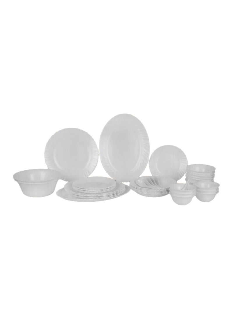 Royalford Opalware Dining Collection RF12658 Exquisite Floral Design 40-Piece Dinner Set Mixing Bowl Plates Oval Dinner Plates Pearl White - Image 1