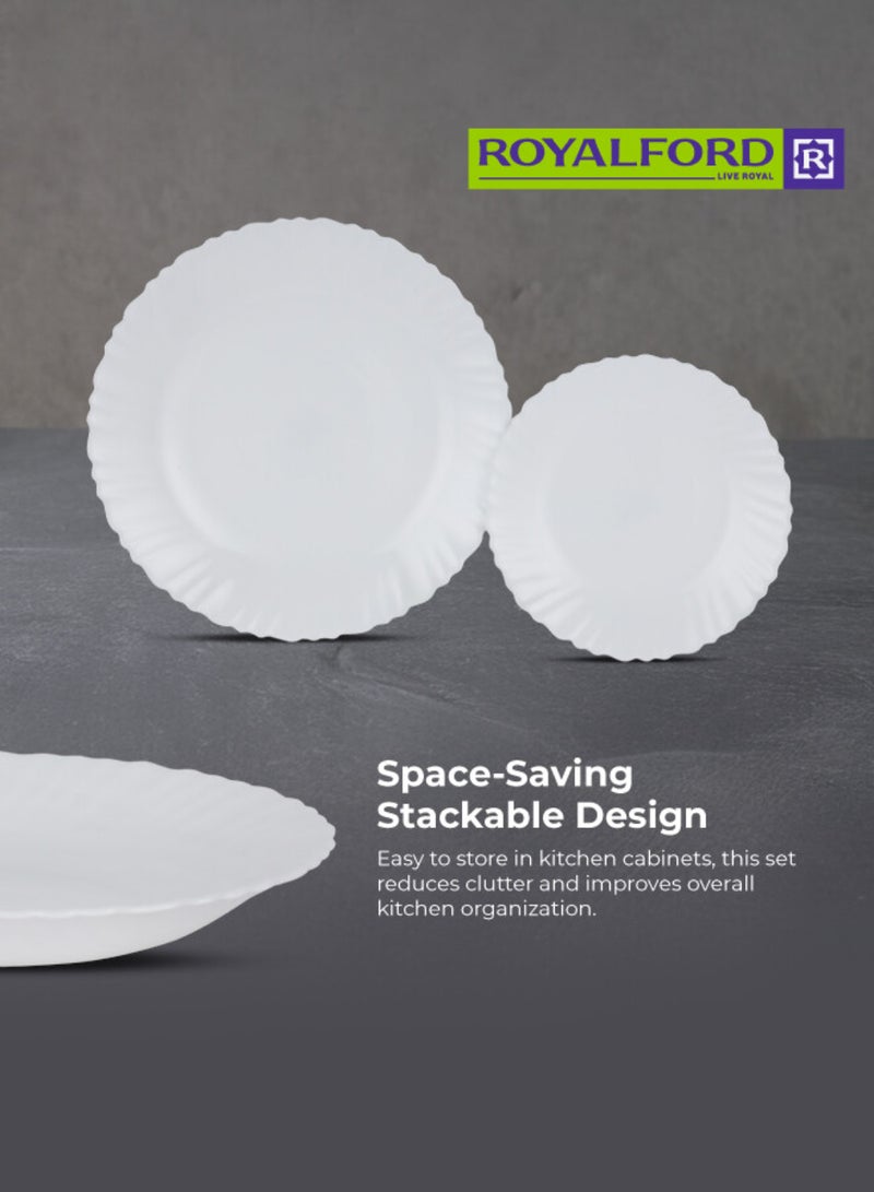 Royalford Opalware Dining Collection RF12658 Exquisite Floral Design 40-Piece Dinner Set Mixing Bowl Plates Oval Dinner Plates Pearl White - Image 4