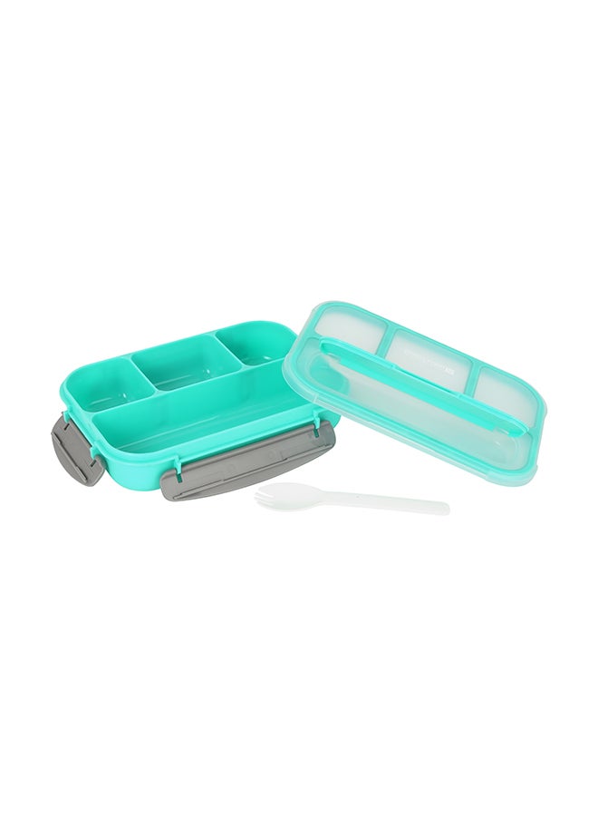 Royalford Royalford 1000ml Plastic Rectangular Compartment Lunch Box – RF12595, Plastic body and lid. . Food-grade, leak-proof spacer, 4 side locks, and spill-proof design. Blue/Beige 300grams  - Image 5