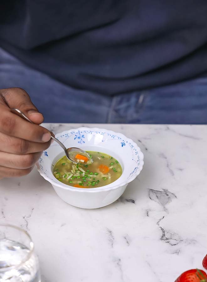 رويال فورد Royalford 6" Opalware Soup Bowl RF12220 White Bowl with Elegant Floral Print Non-Toxic and Hygienic Multicolor 6inch - Image 4