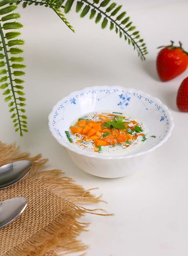 رويال فورد Royalford 6" Opalware Soup Bowl RF12220 White Bowl with Elegant Floral Print Non-Toxic and Hygienic Multicolor 6inch - Image 3