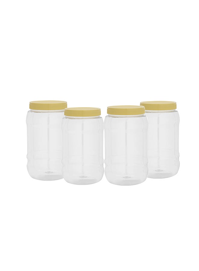 Royalford Royalford Round Airtight PET Jar, RF11226, 2000ml  Set of 4  Transparent Jar for Pulses, Cereals and Spices For Kitchen Organization PET Canister Kitchen Accessories Leak-Proof Lid Clear/Cream  - Image 1