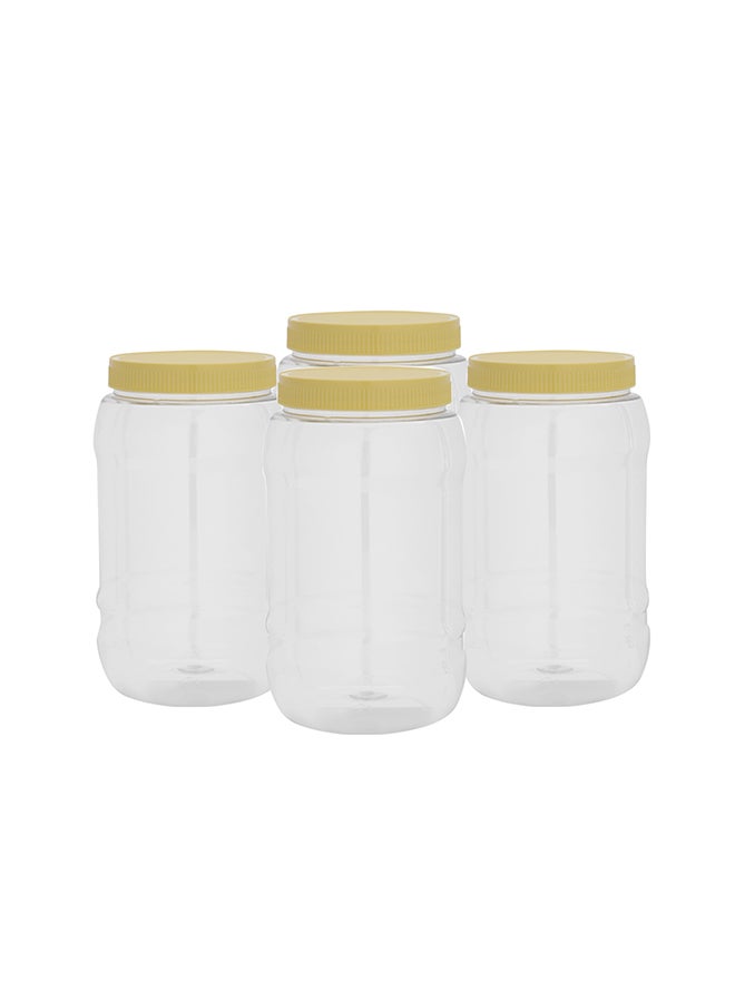 Royalford Royalford Round Airtight PET Jar, RF11226, 2000ml  Set of 4  Transparent Jar for Pulses, Cereals and Spices For Kitchen Organization PET Canister Kitchen Accessories Leak-Proof Lid Clear/Cream  - Image 2