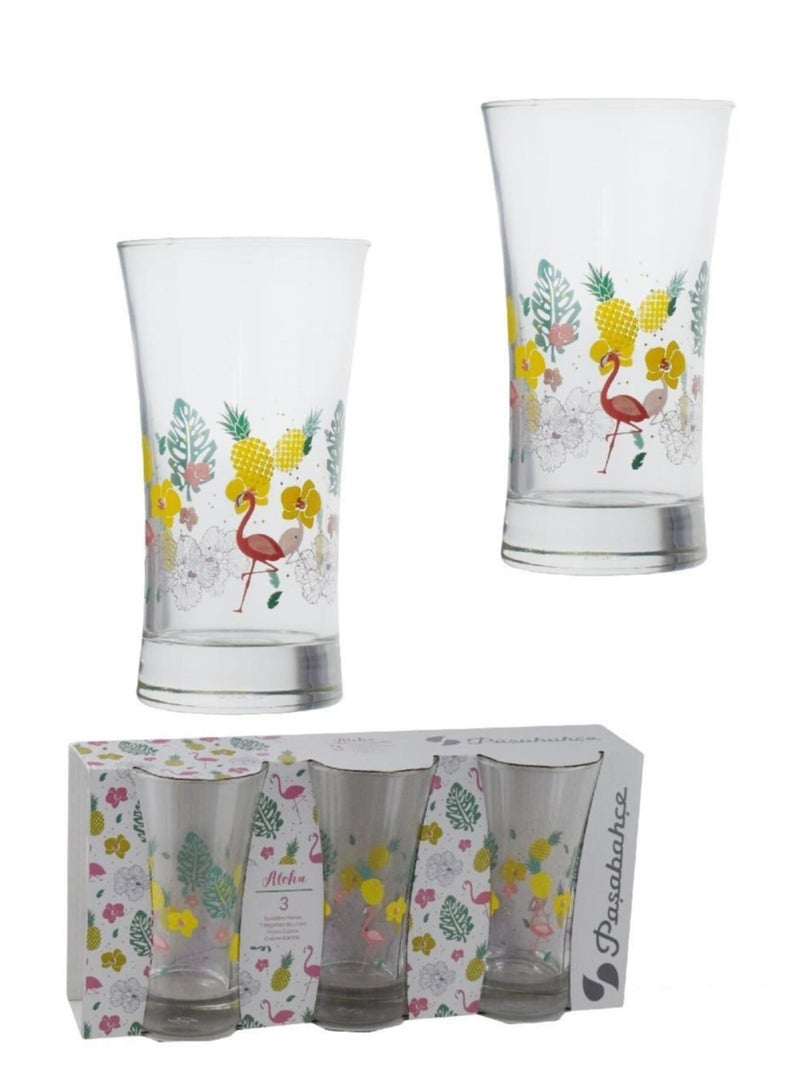 باساباتشي كوب ألوها 300 مل - مجموعة أكواب زجاجية أنيقة مكونة من 3 قطع - Image 1
