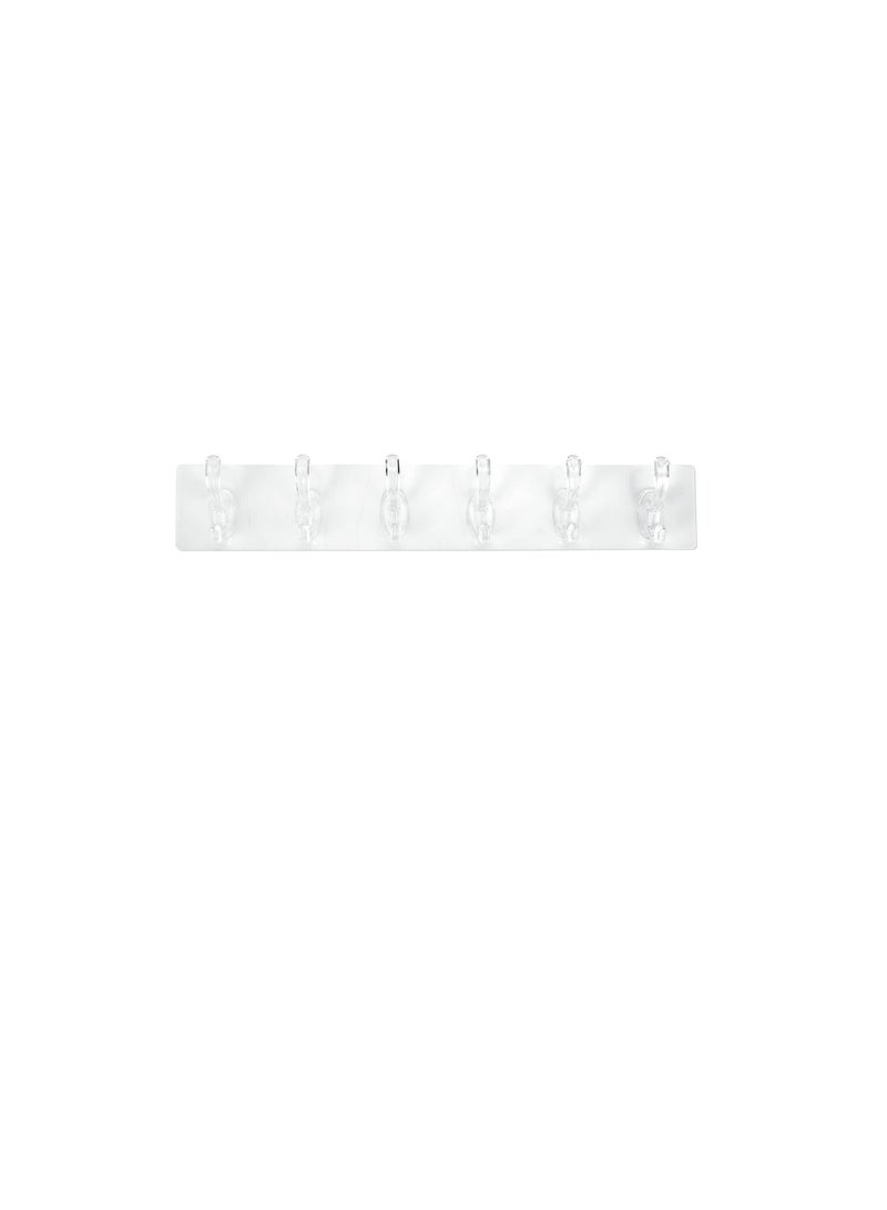 Royalford Royalford 6 hooks Self Adhesive Wall Hooks RF12777 Heavy Duty PVC Sticky Hooks for Home, Kitchen, Bathroom & Office Waterproof & Reusable Wall Hangers No Drill, and Transparent Design Multicolor  - Image 1
