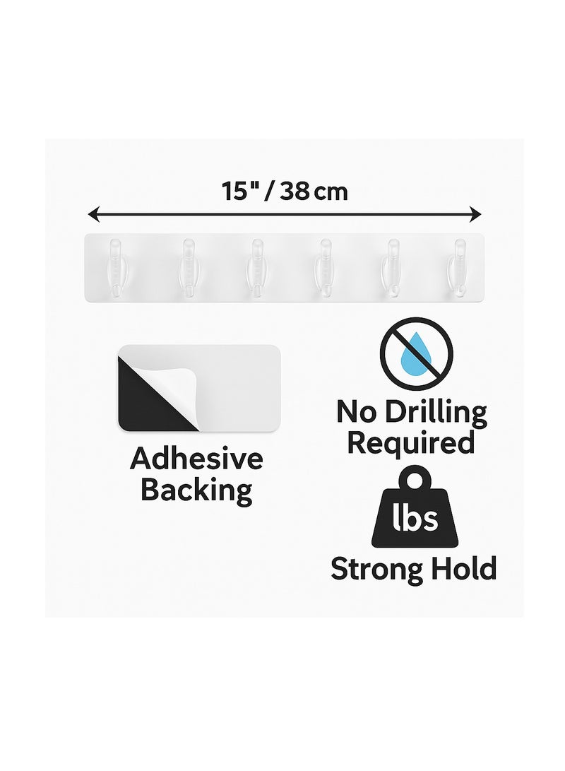 Royalford Royalford 6 hooks Self Adhesive Wall Hooks RF12777 Heavy Duty PVC Sticky Hooks for Home, Kitchen, Bathroom & Office Waterproof & Reusable Wall Hangers No Drill, and Transparent Design Multicolor  - Image 4