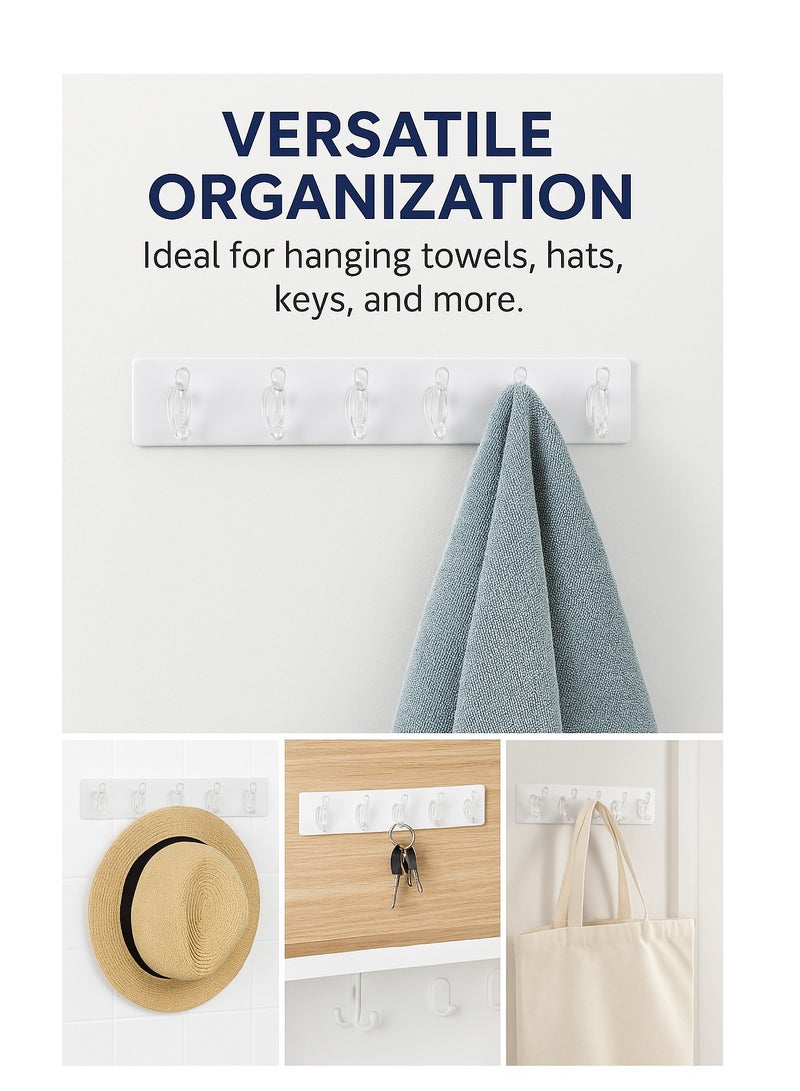 Royalford Royalford 6 hooks Self Adhesive Wall Hooks RF12777 Heavy Duty PVC Sticky Hooks for Home, Kitchen, Bathroom & Office Waterproof & Reusable Wall Hangers No Drill, and Transparent Design Multicolor  - Image 5