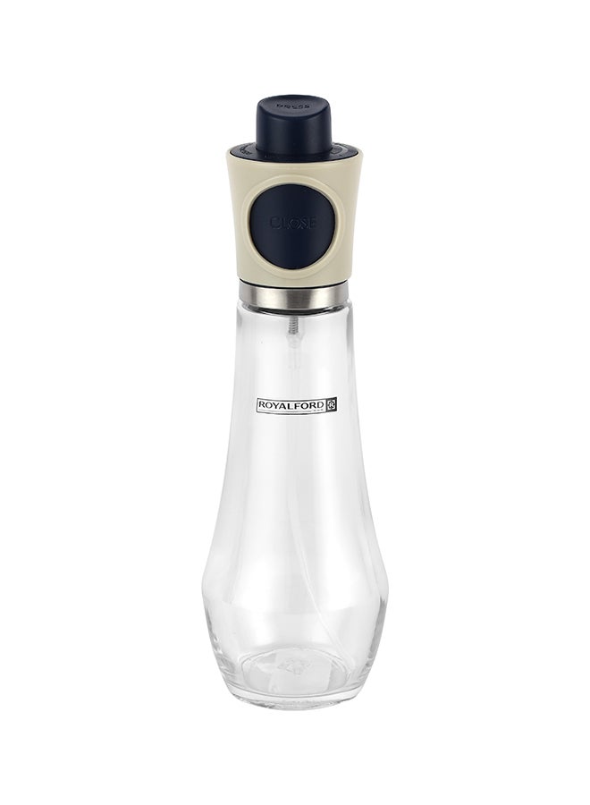 Royalford 230ml Glass Oil Spray Bottle RF12417 for Air Fryer & Cooking Pump Dispenser 100% transparent Glass Wide Neck easy refilling Leak-proof PP Lid with large area press button and Silicone tube Transparent  - Image 1