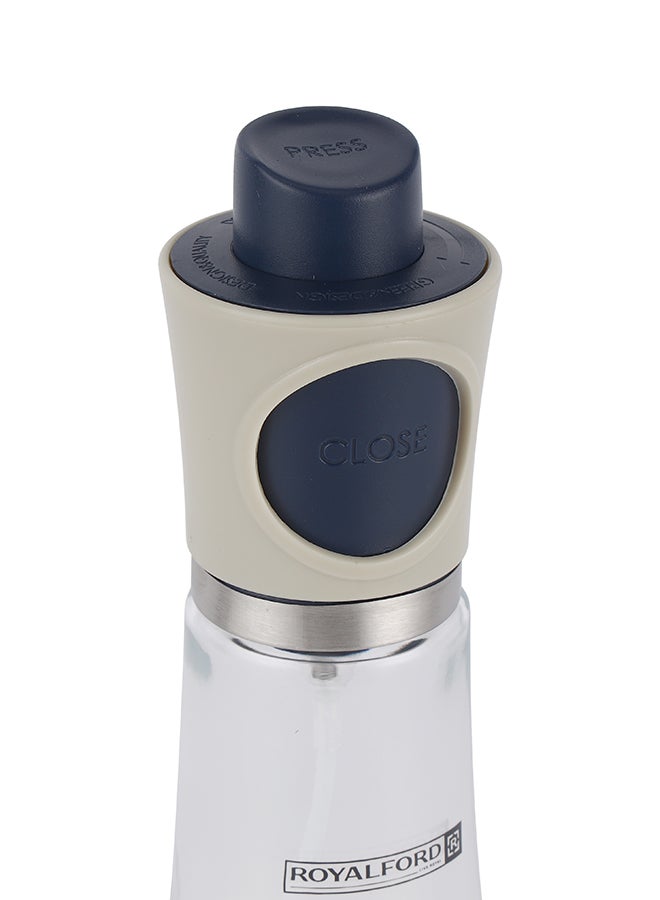 Royalford 230ml Glass Oil Spray Bottle RF12417 for Air Fryer & Cooking Pump Dispenser 100% transparent Glass Wide Neck easy refilling Leak-proof PP Lid with large area press button and Silicone tube Transparent  - Image 5