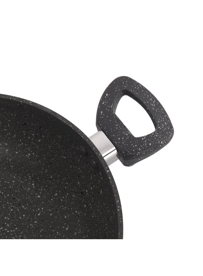 Royalford Smart Granite Series 30 CM Forged Aluminum Wok Pan with Glass Lid and Soft Touch Handles - RF11968, Induction Compatible, Perfect for Deep and Shallow Frying - Image 5