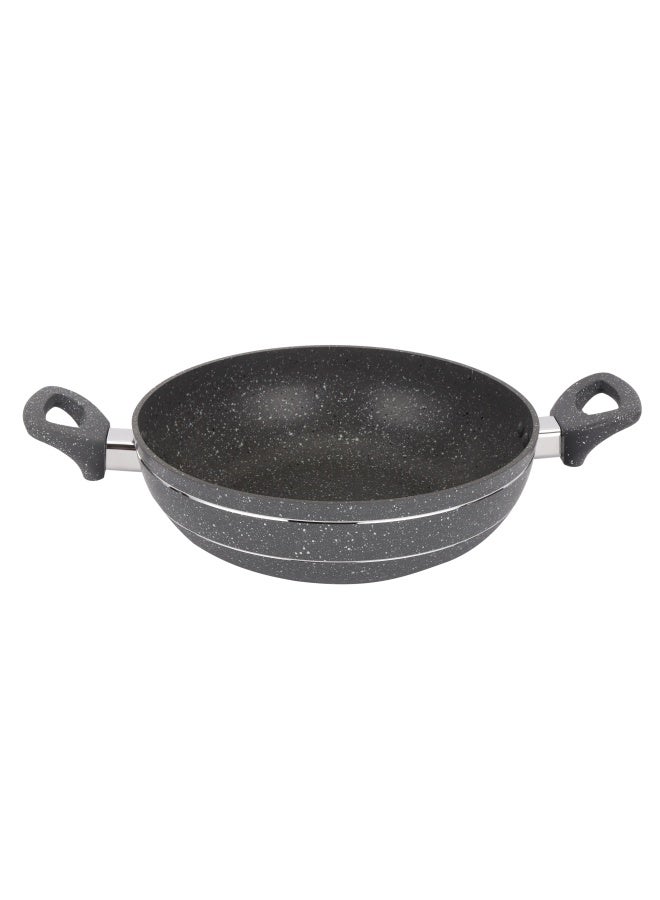 Royalford Smart Granite Series 30 CM Forged Aluminum Wok Pan with Glass Lid and Soft Touch Handles - RF11968, Induction Compatible, Perfect for Deep and Shallow Frying - Image 4