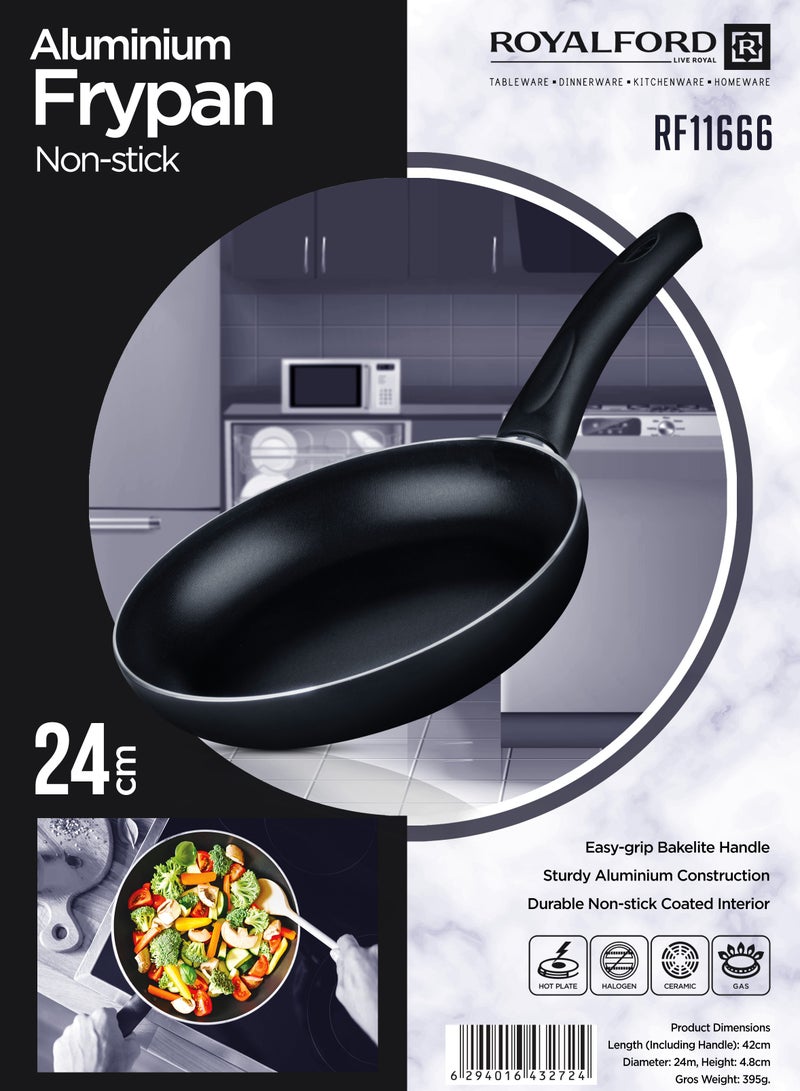رويال فورد 24 CM Aluminum Fry Pan- RF11666| Strong Aluminum Body With Non-Stick Coating And Bakelite Handle| Heat Resistant Exterior, Compatible With Hot Plate, Halogen, Ceramic And Gas Stovetops Black  - Image 5
