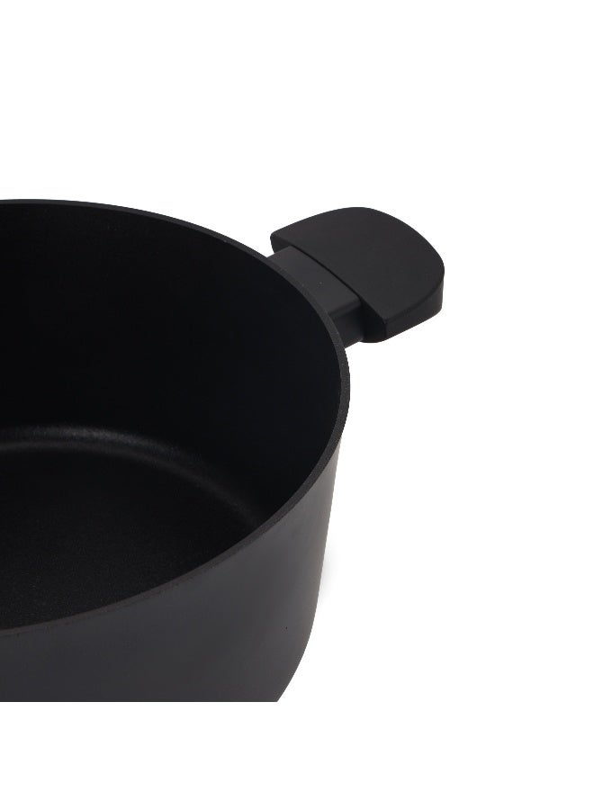 رويال فورد Royalford 24 cm Premium Diamond Series Aluminum Casserole- RF12632/ with Swiss Made PFLOUN Nonstick, 5 Layer Construction/ Heat Resistant Bakelite Handles and Knobs, Tempered Glass Lid, Eco-Friendly/ Perfect for Stews, Soups, Curries, Pastas, etc.  - Image 4