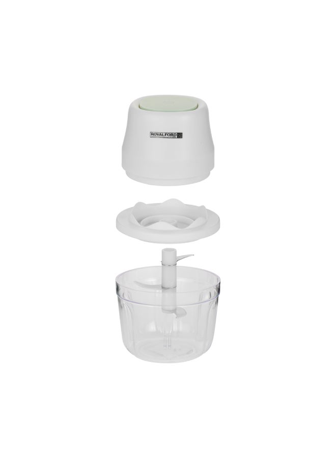 رويال فورد محضر طعام محمول صغير، وعاء PP و PET سعة 250 مل، RF10411 | محضر طعام قابل لإعادة الشحن مع كابل USB | شفرة بشكل دوامة | زر لمسة واحدة | بطارية 1300 مللي أمبير - Image 2