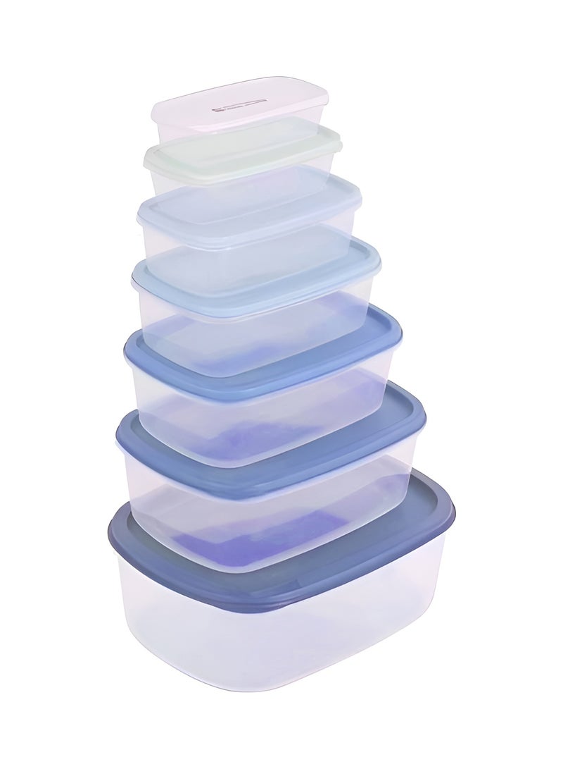 رويال فورد Royalford Rectangle Plastic Food Storage Container RF12486 Pack of 7 Containers, 220 ml, 380 ml, 650 ml, 1000 ml, 1800 ml, 2600 ml, 4200 ml, Storage Box for Food, Leftover, Marinades, Dough, etc. Multicolor Multicolour 2600ml  - Image 1