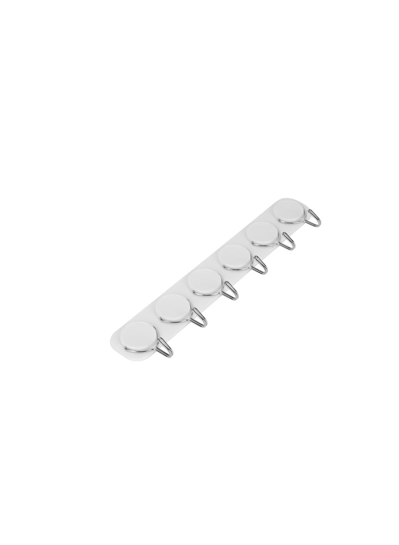 Royalford Royalford 6 Hooks Sticky Wall Hooks RF12779 Self-Adhesive PVC Hook Strip for Kitchen, Bathroom & Home Waterproof, Heavy Duty Wall Hanger for Keys, Utensils, Bags & Towels No Drilling Required Multicolor 