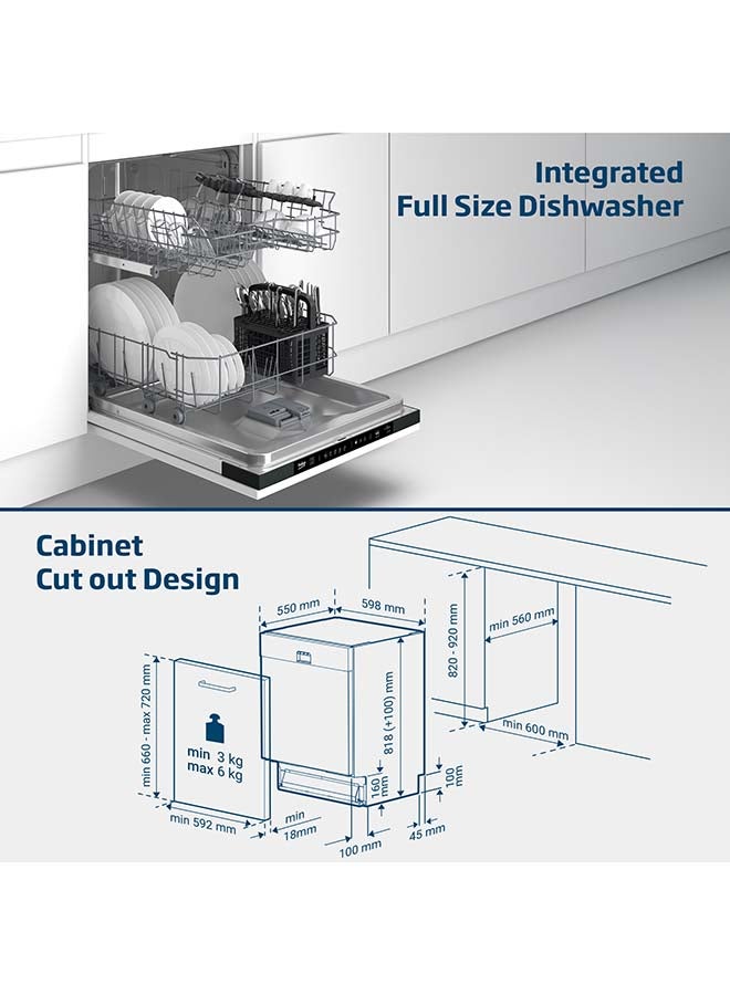 بيكو غسالة صحون مدمجة بالكامل 60 سم بسعة 13 إعداد، 5 برامج، 2 رف، تصنيف طاقة A++، تشغيل هادئ (48 ديسيبل) - Image 4